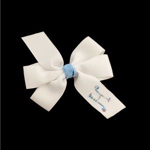 BOGO 🥳 White and blue hair bow Monogram H | girls toddler spring Easter classic